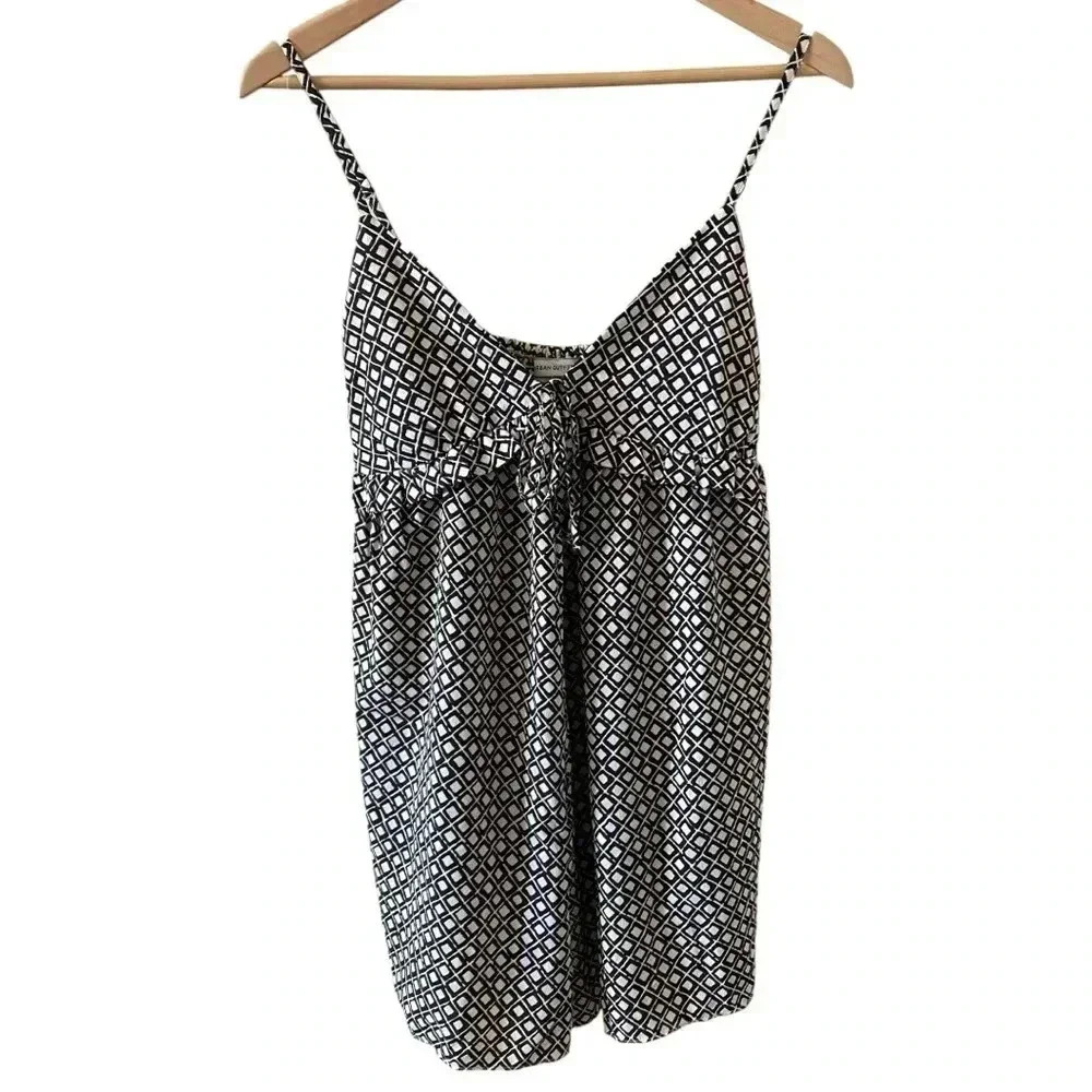 Urban Outfitters Mara Brown Cream Printed Ruffle Romper